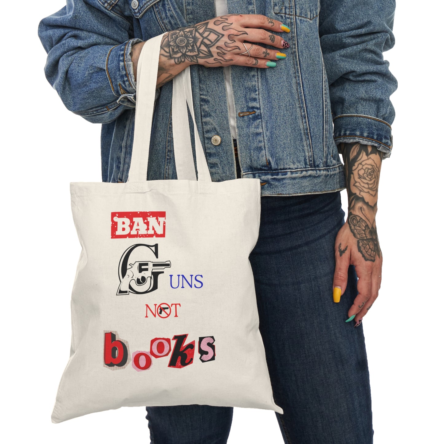 Ban Guns not Books  Natural Tote Bag