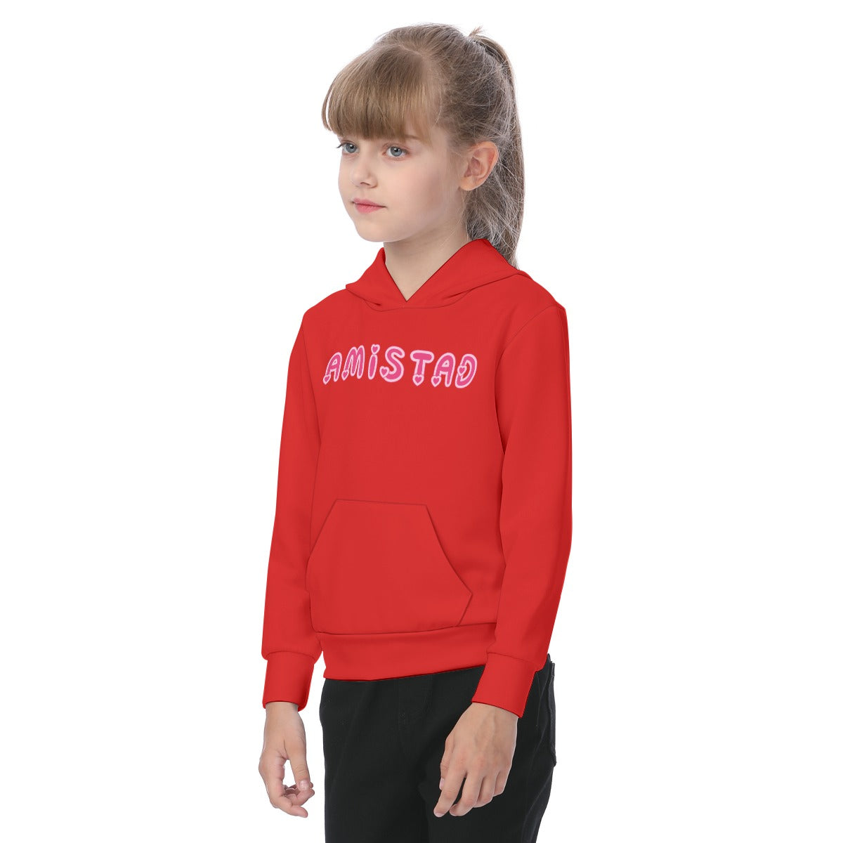 House Collection - Amistad - Pink Hearts All-Over Print Oversized Kid's Hoodie