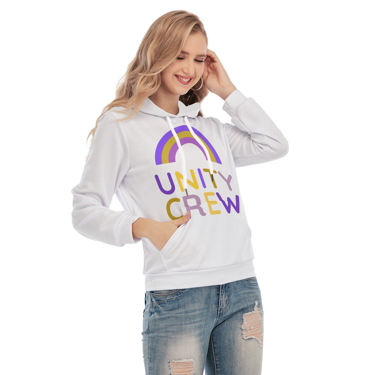 All-Over Print Women's Unity Crew Slim Pullover Hoodie