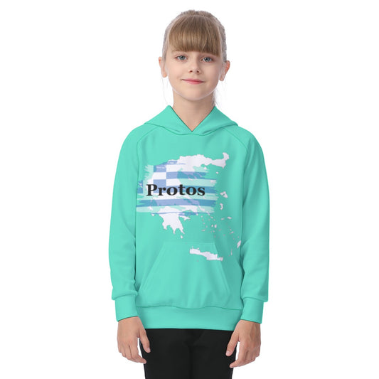 House Collection - Protos - Greece All-Over Print Kid's Raglan Pullover Hoodie