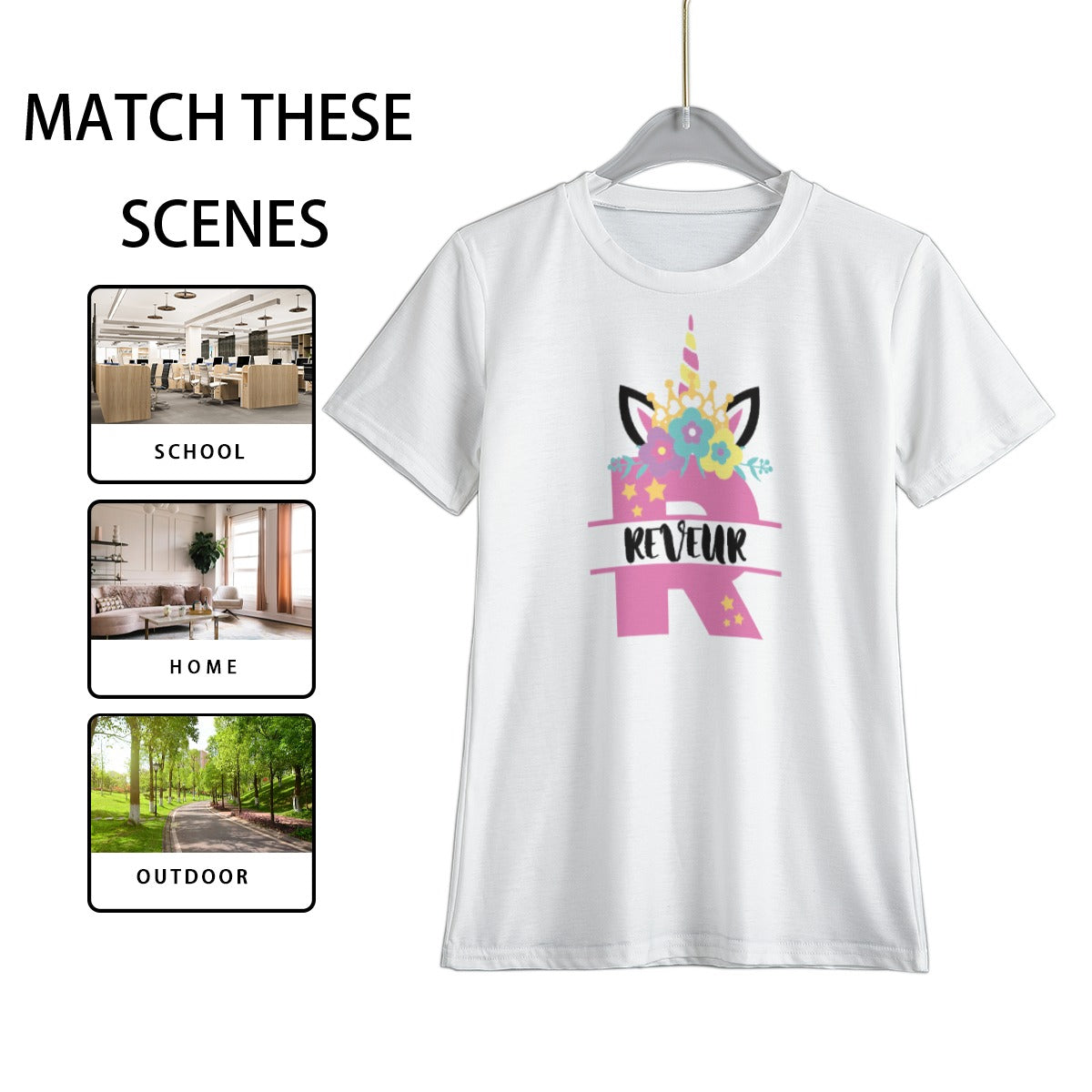 House Collection - Unicorn Horn Reveur All-Over Print Kid's T-Shirt (whiite)