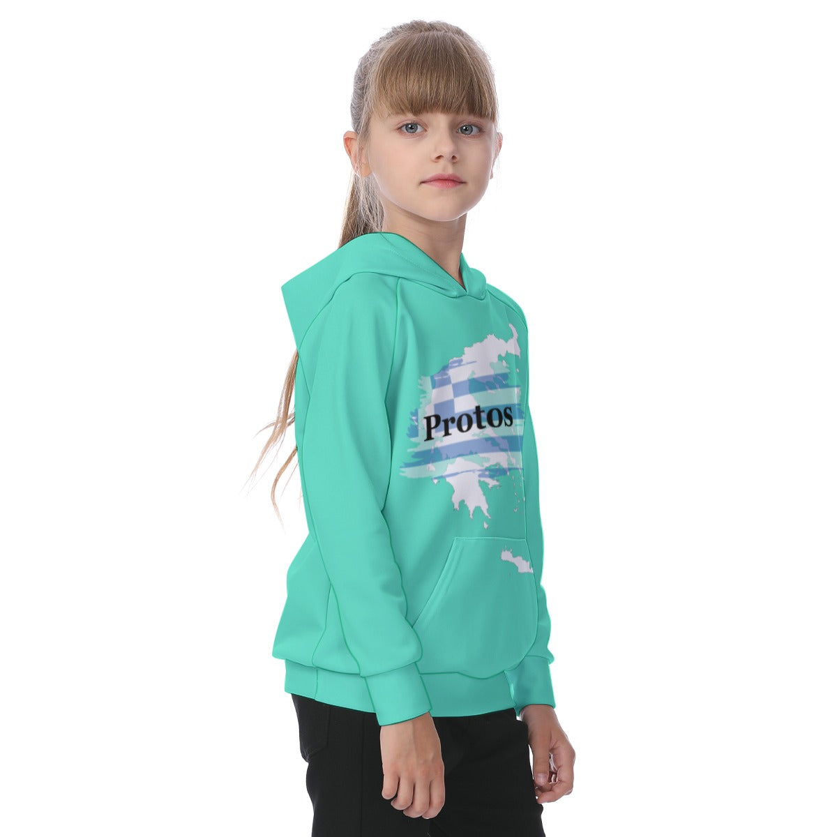House Collection - Protos - Greece All-Over Print Kid's Raglan Pullover Hoodie