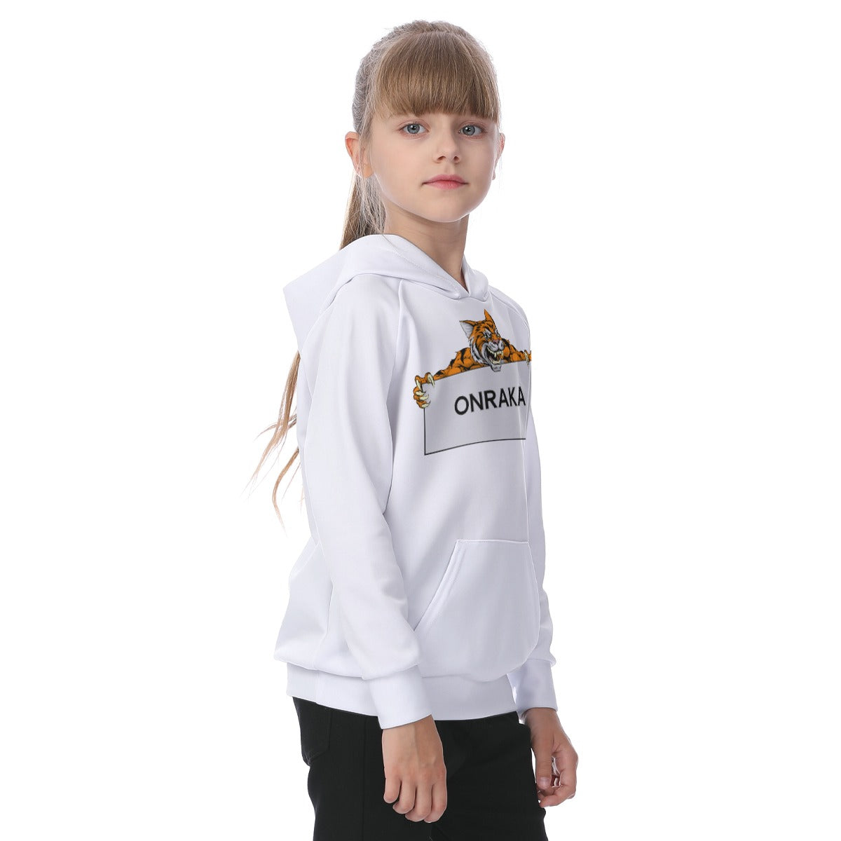 House Collection - Onraka -  Roaring Tiger All-Over Print Kid's Raglan Pullover Hoodie