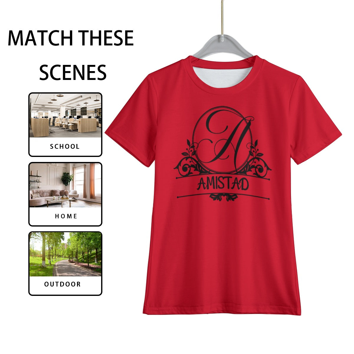 House Collection T-Shirt Amistad "A: All-Over Print Kid's T-Shirt Red
