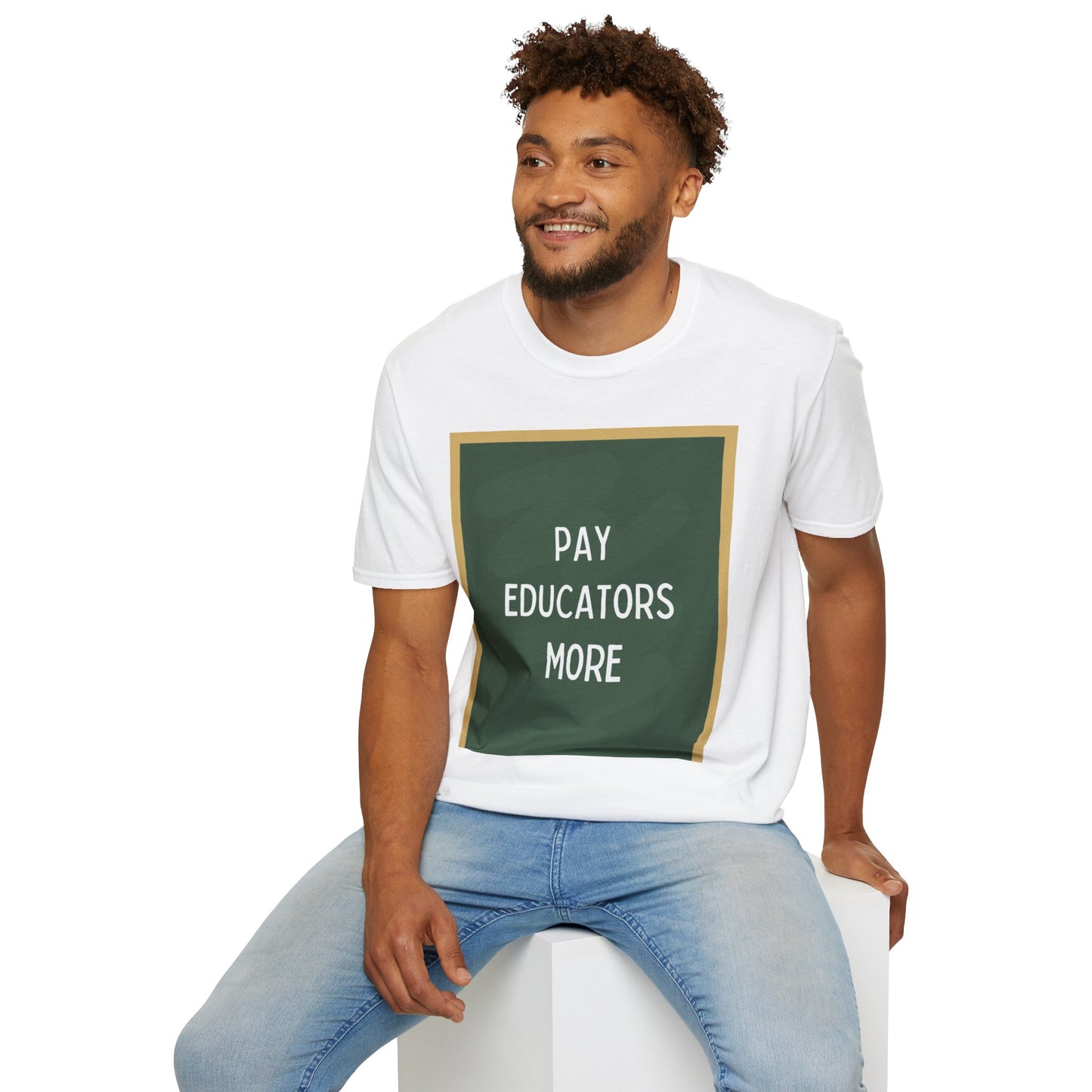 Copy of Pay Educators More Portrait chalkboard Unisex Softstyle T-Shirt